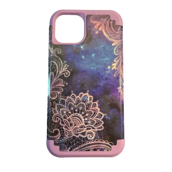 iPhone 14/13 Purple Floral Mandala Case - Picture 1 of 2